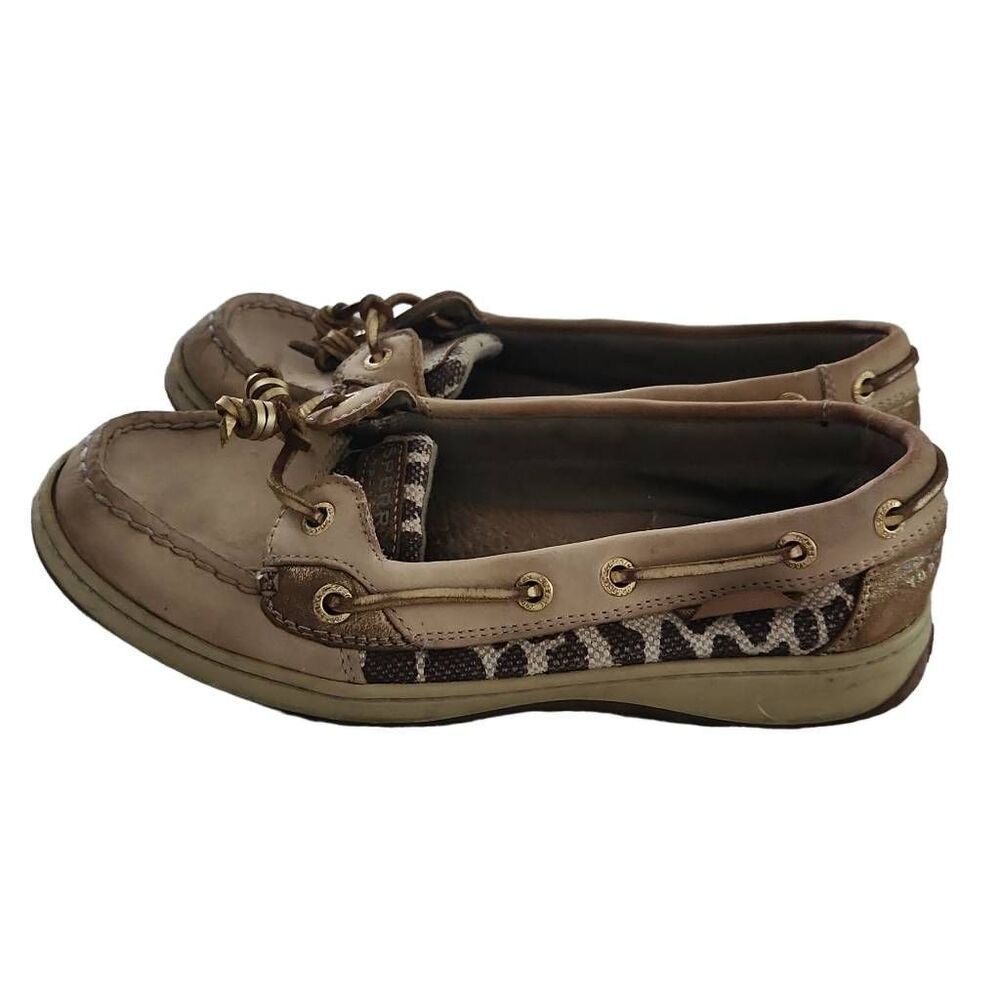 Sperry Women's Size 7 Tan Gold Animal Print Boat Shoes